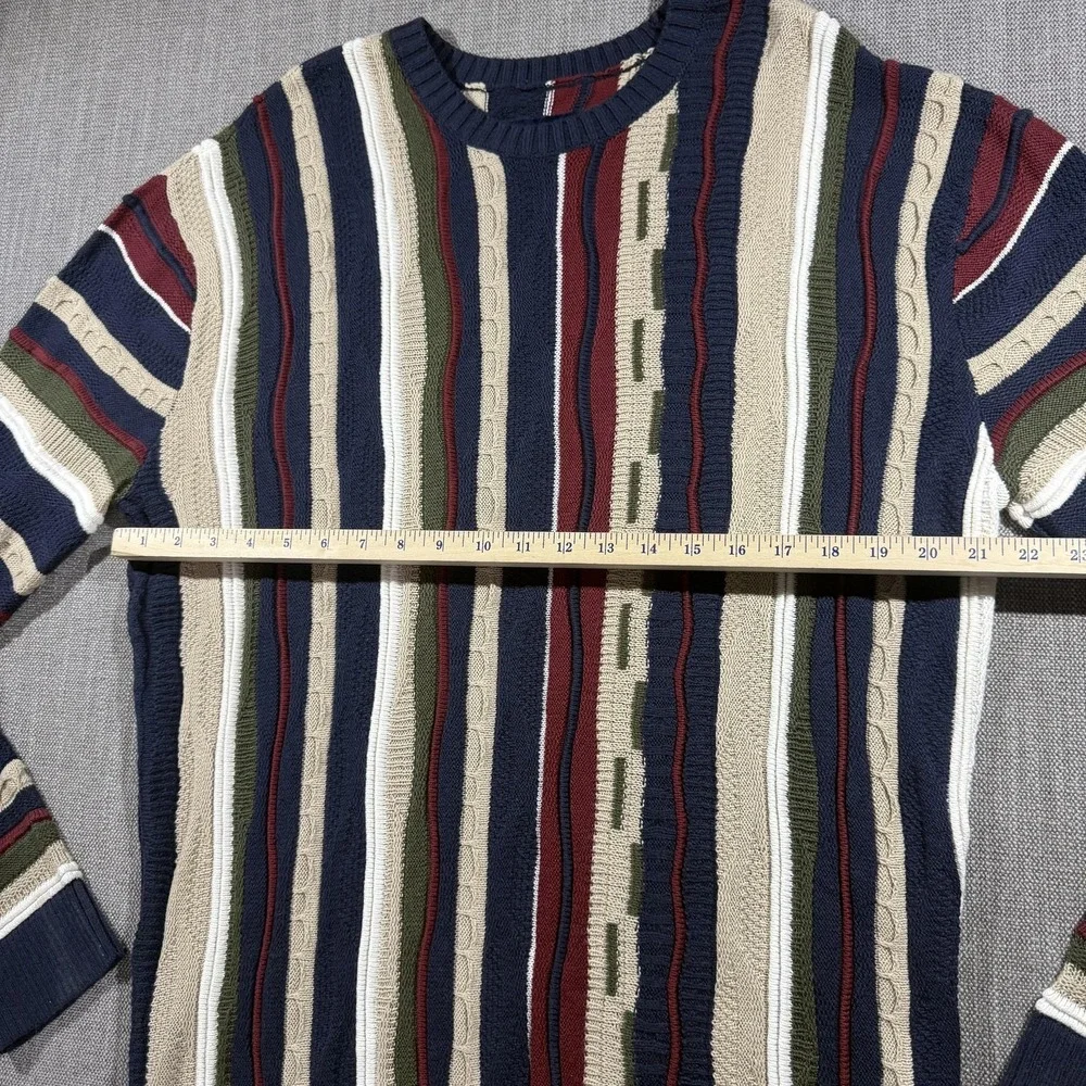 Hollister Sweater Mens Medium Multicolor Striped Cable Knit Crewneck Pullover